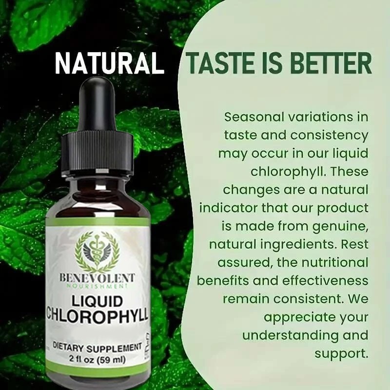 2 BOTTLES-Benevolent Nouris Chlorophyll Liquid Drops Detox, Internal Deodorizer