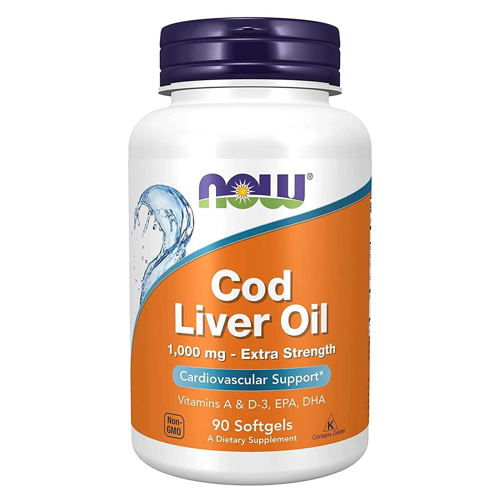 NOW Foods Cod Liver Oil 1000mg 90 Softgels Vitamins A D3 EPA DHA Supplement