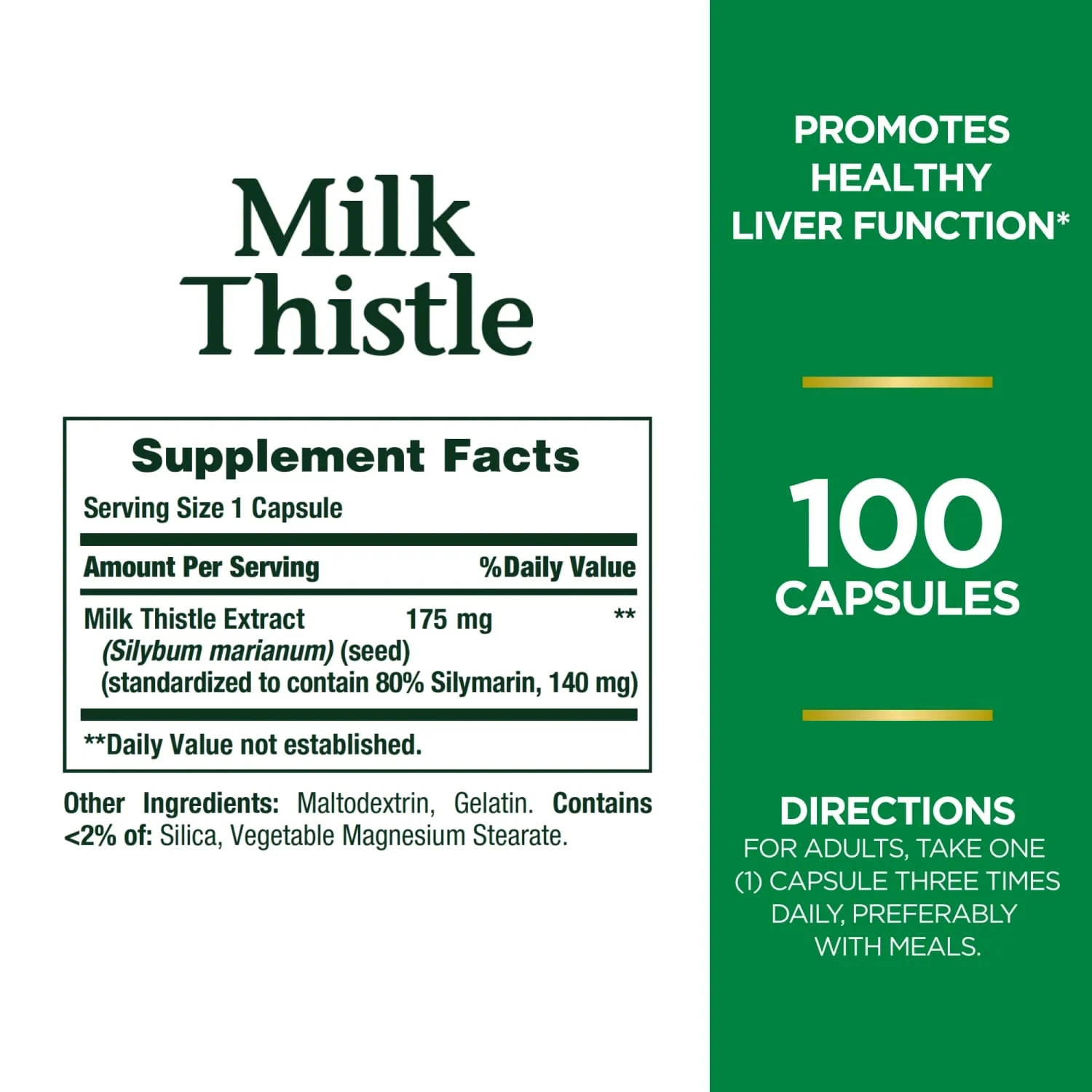 Nature’s Bounty Milk Thistle 175mg 100 Capsules