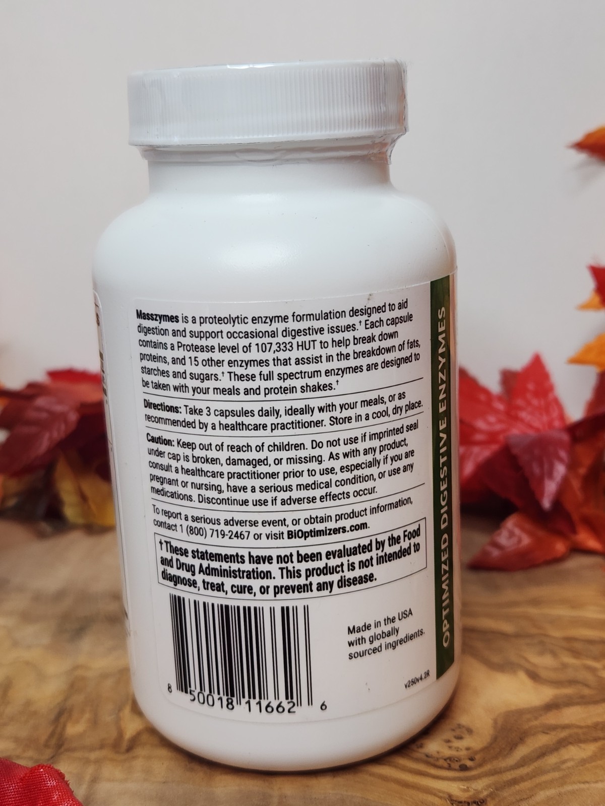 Bioptimizers Masszymes 250 Caps Advanced Proteolytic Enzyme 4.0 Version Exp 2028
