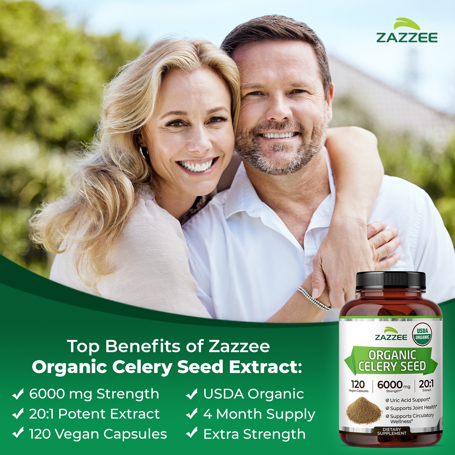 Zazzee Organic Celery Seed Extract Capsules
