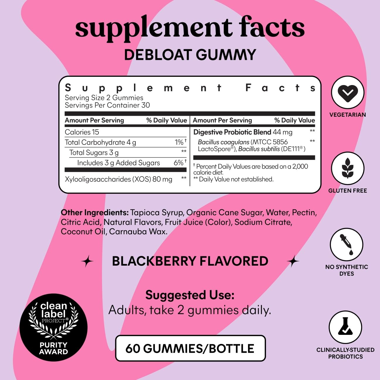 Debloat Digestive & Gut Health Gummies with 2 Clinically Studied Probiotics …