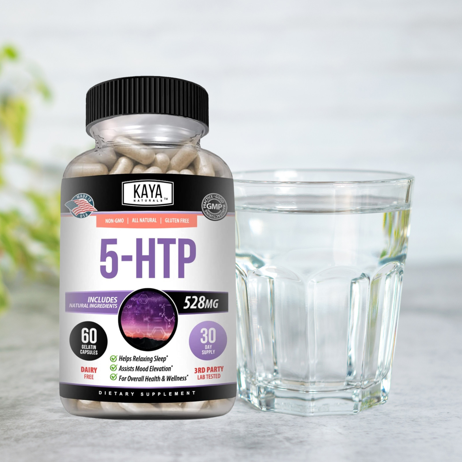 5-HTP 60Ct, Serotonin Support for Sleep and Stress, Supports Weight Loss, 5HTP