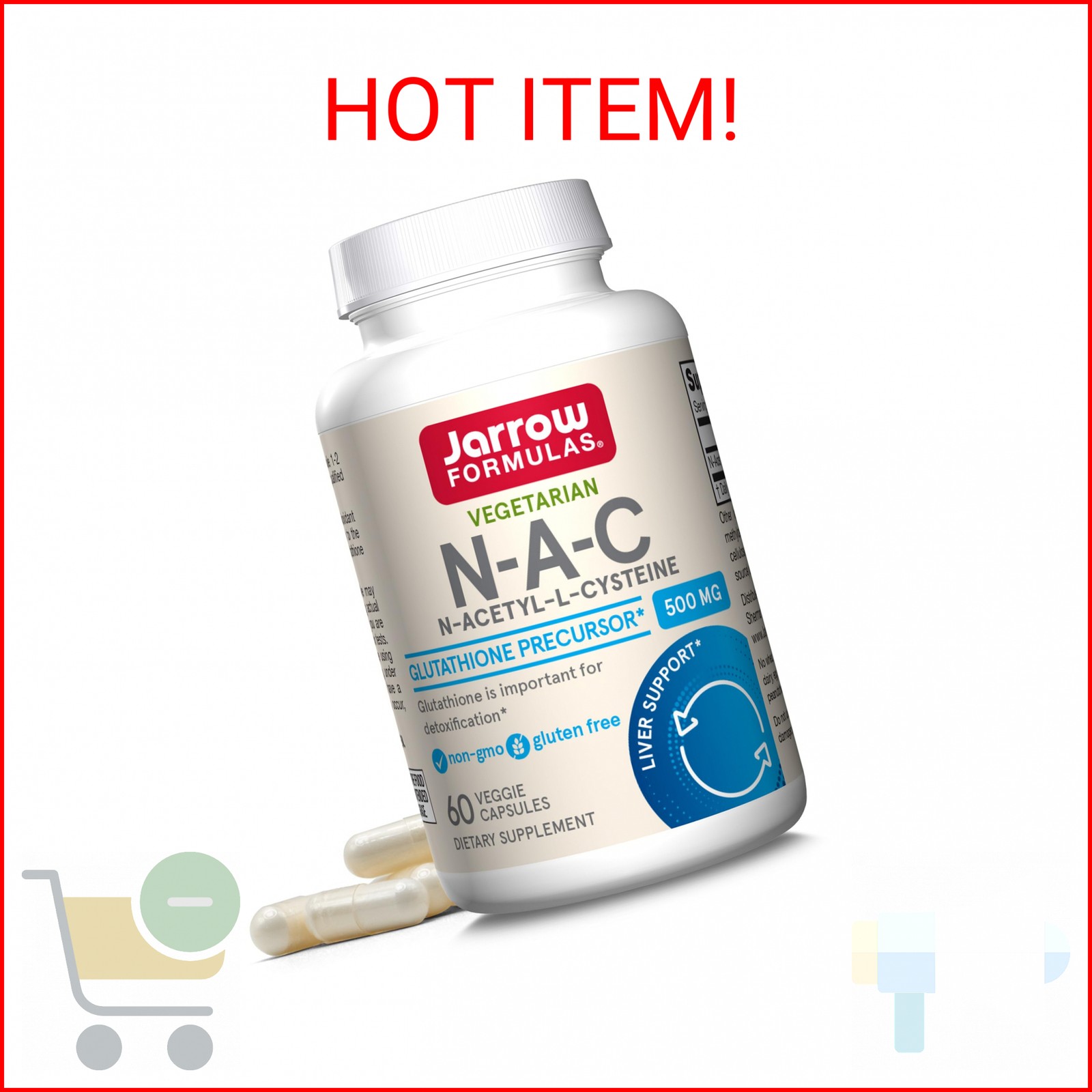 Jarrow Formulas® N-A-C 500 mg, Dietary Supplement, Antioxidant Support for Liver