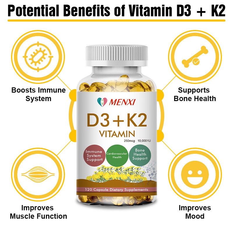 Vitamin K2 (MK7) w/ D3 Bone & Heart Health Non GMO & Gluten Free Easy to Swallow