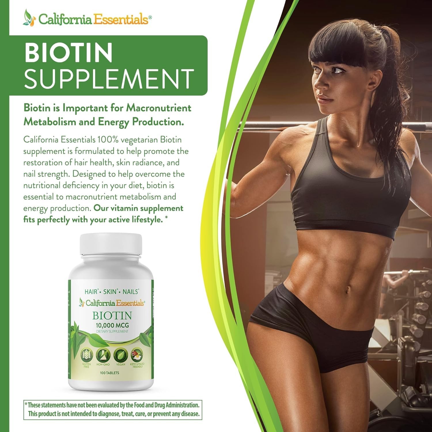 BIOTIN 10,000 and CALCIUM MAX STRENGTH- HAIR,SKIN,NAIL HEALTH -SEALED-FREE SHIP