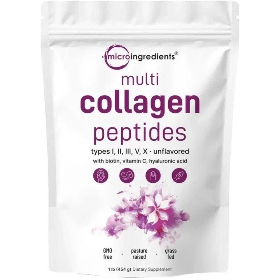 3 PCS Multi Collagen Peptides Powder 1 lb Hydrolyzed Protein Peptide-US SELLER