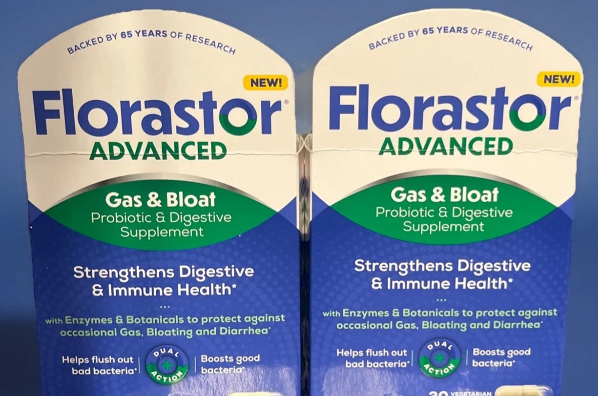 2 FLORASTOR ADVANCED 2-IN-1 DUAL ACTION PROBIOTIC- 20 X 2- 40 VEG CAPS-$25.99