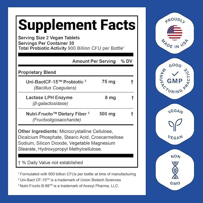 Probiotics for Women and Men – with Lactase Enzyme and Prebiotic Fiber for Diges