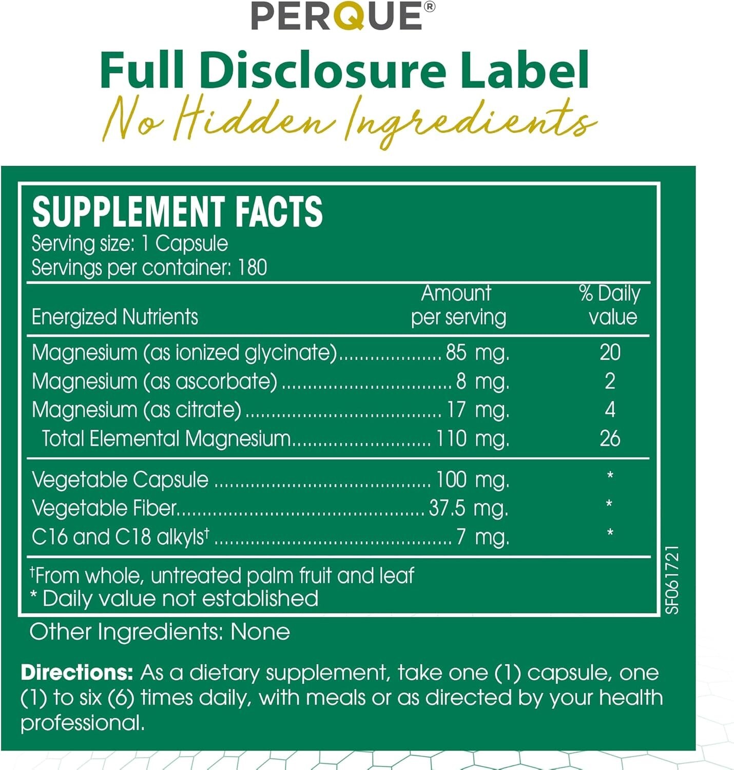 Perque Mg Plus Guard 180 Vegetable Capsules (Exp Date: 03/2027)