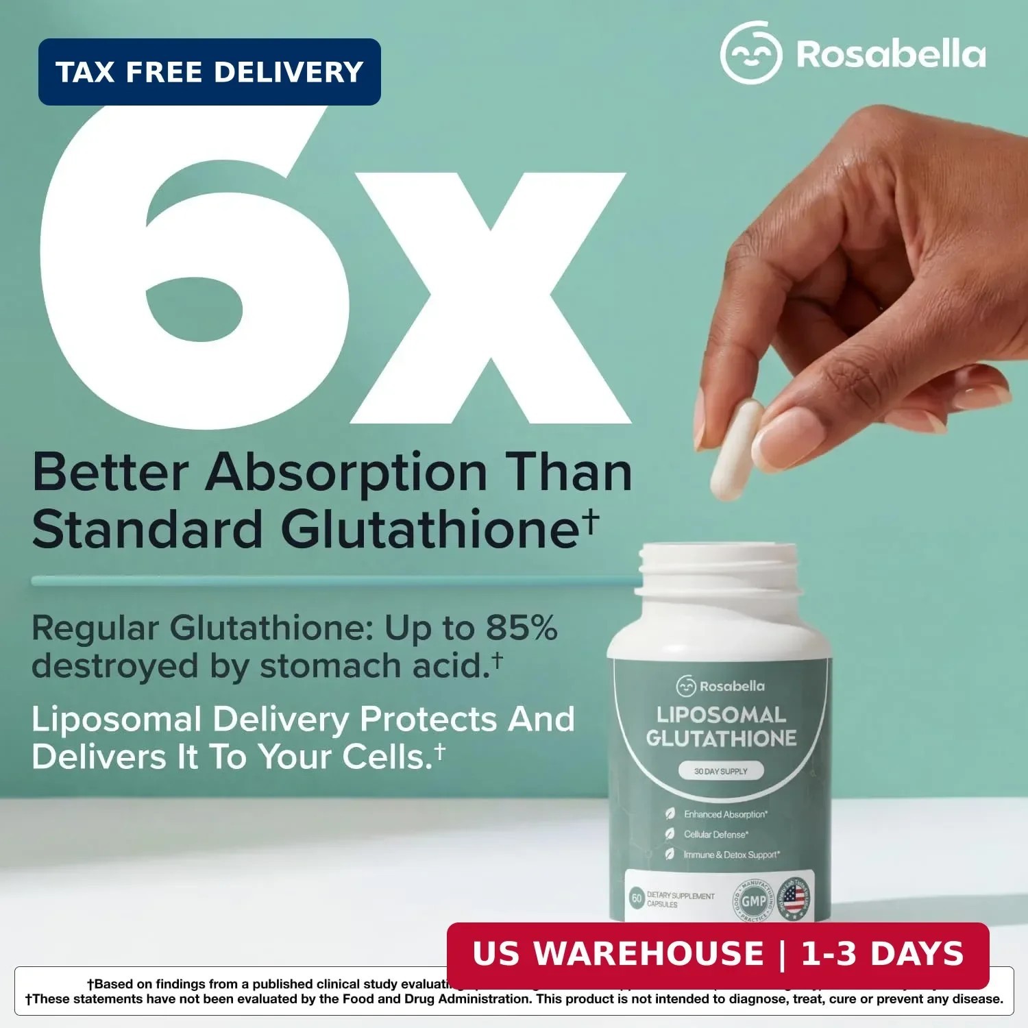 Rosabella Liposomal Glutathione 500mg – High Absorption Glutathione Supplement,