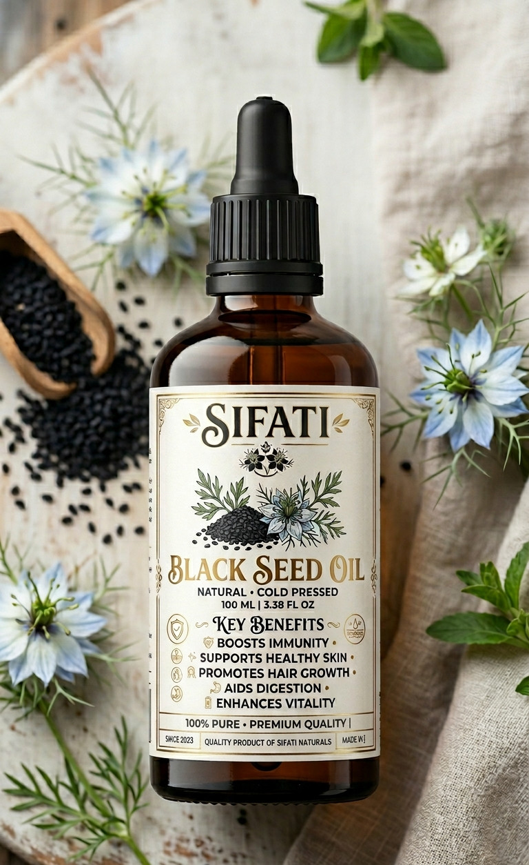 Black Cumin Seed Cold Pressed Oil for Skin,Hair, Blood Sugar, Healthy Life 3.4Oz