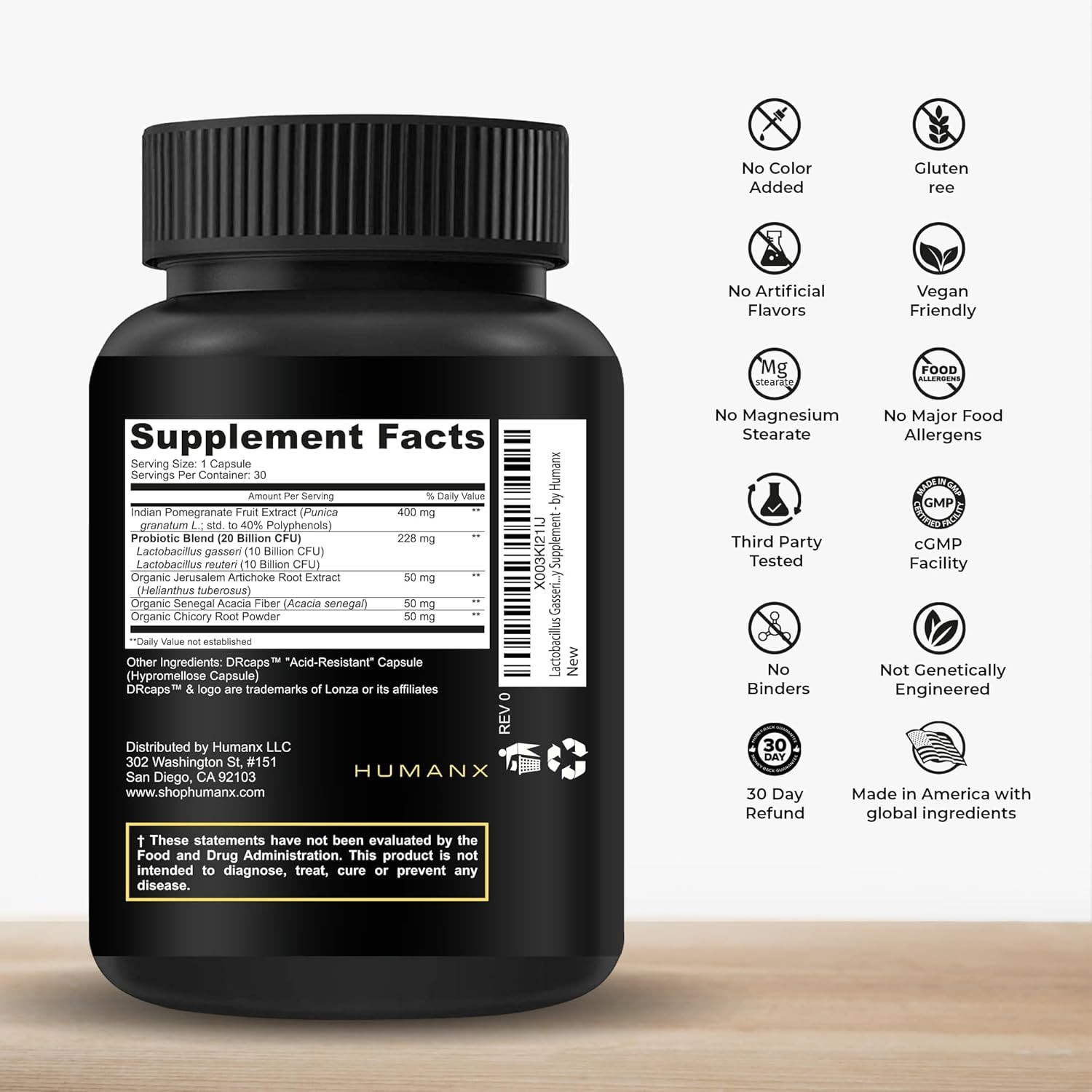 Lactobacillus Gasseri & Reuteri+ 20 Billion CFU plus Organic Prebiotics and Puni