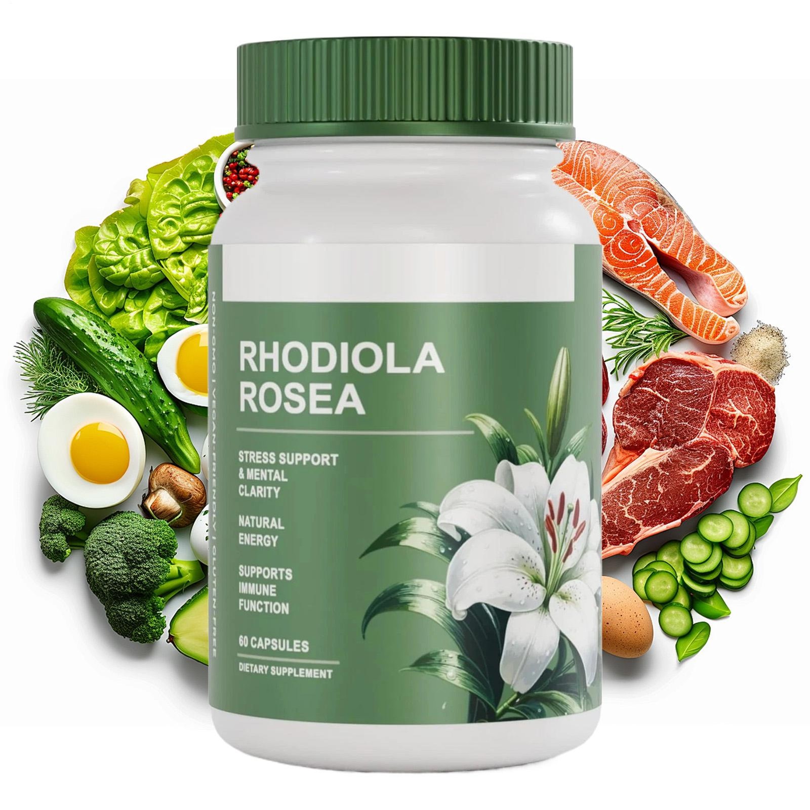 Rhodiola Salvora Rosea Supplement – Golden Root Adaptogen Capsules 60pcs