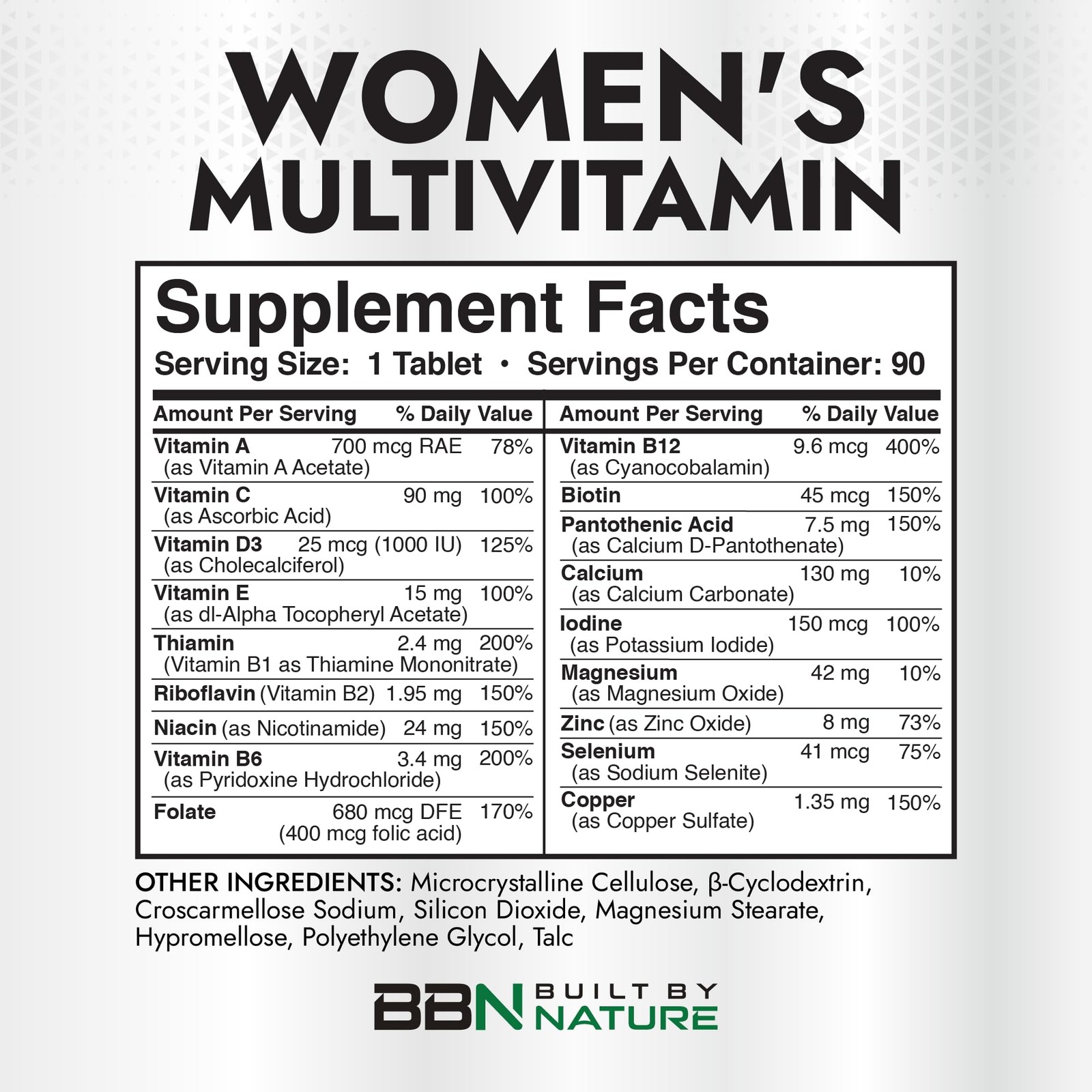Built by Nature Multivitamin for Women – Daily Womens 90 Count (Pack of 1)