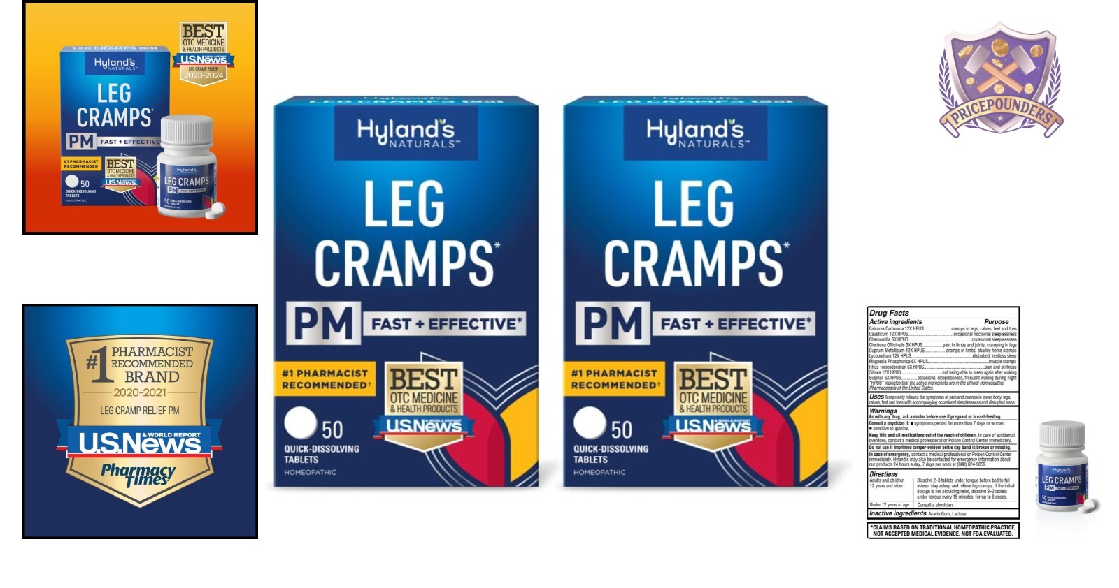 50 Count Pack of 2 Leg Cramps PM Tablets for Effective Nighttime Pain Relief