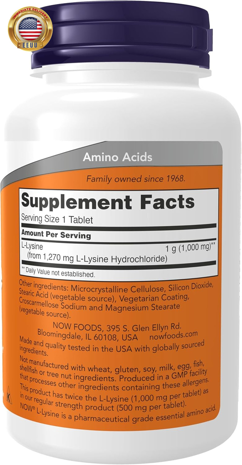 Supplements, (L-Lysine Hydrochloride) 1,000 Mg, Double Strength, Amino Acid, 100