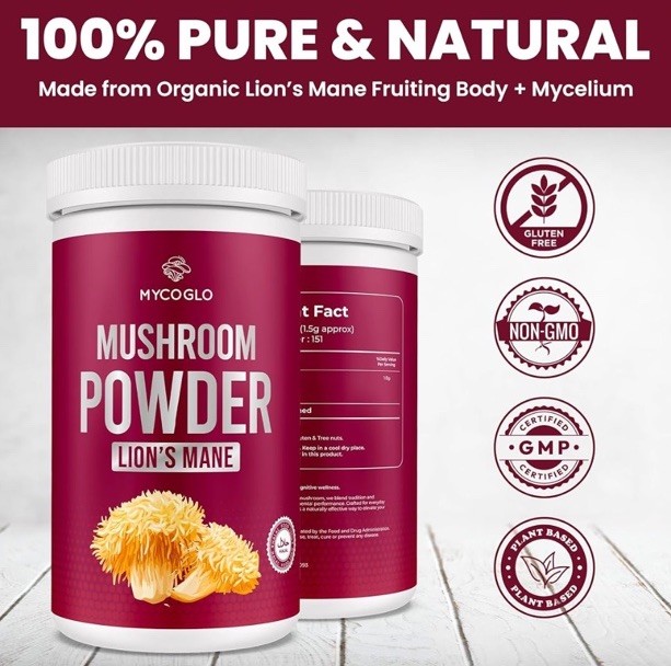 MYCOGLO Lion’s Mane Mushroom Powder 151 Servings Sealed Exp 10/2027