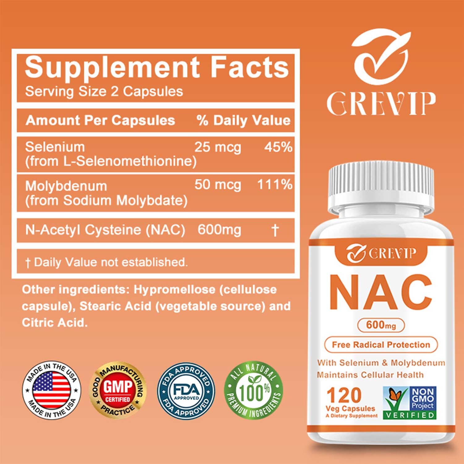 NAC (N-Acetyl Cysteine) 600mg- Antioxidant Liver and Lung Support, High Strength