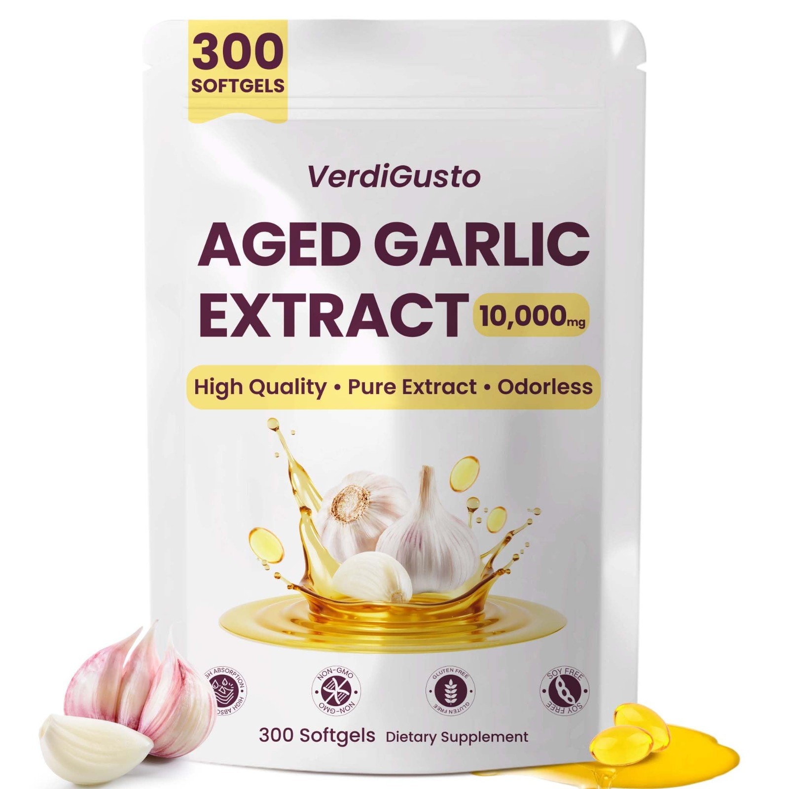 Aged Garlic Extract Softgels 10000mg | 300 Count | High-Potency Antioxidant Supp
