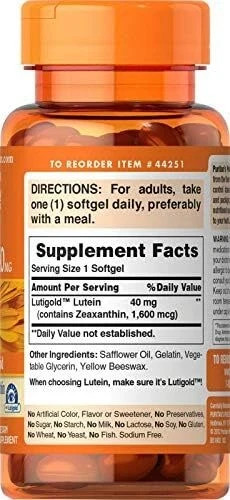 Puritan’s Pride Premium Lutigold Lutein Carotenoid 40 mg with Zeaxanthin for men