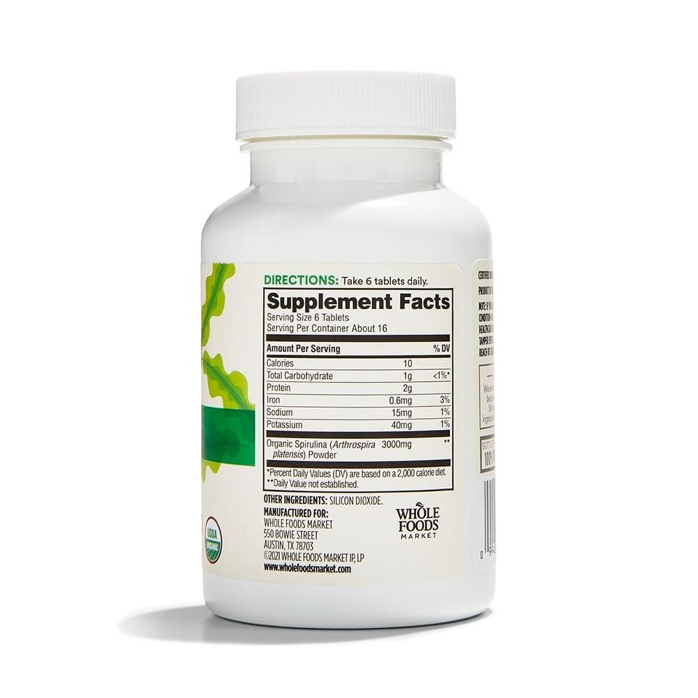 100 Count Spirulina 500mg – Source of Chlorophyll & Energy Boost