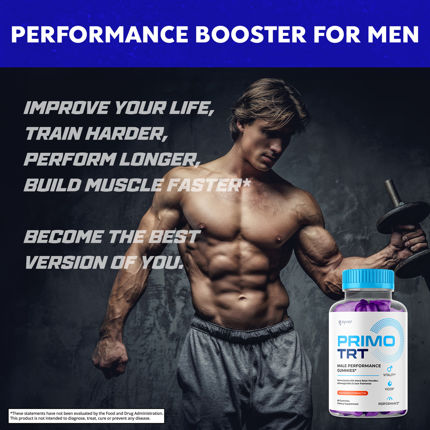 Primo TRT Men’s Gummies Advanced Pro Formula Chewable Supplement 180 Gummies