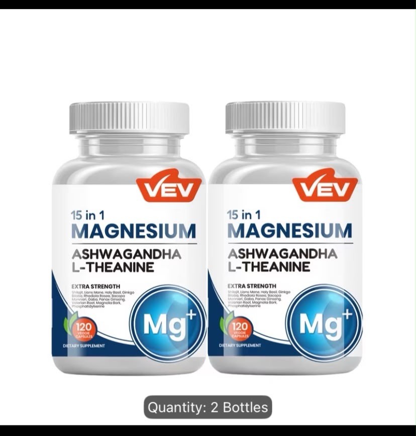 2 Packs VEV 15-in 1 Magnesium Glycinate Citrate Complex Capsules 60 Counts