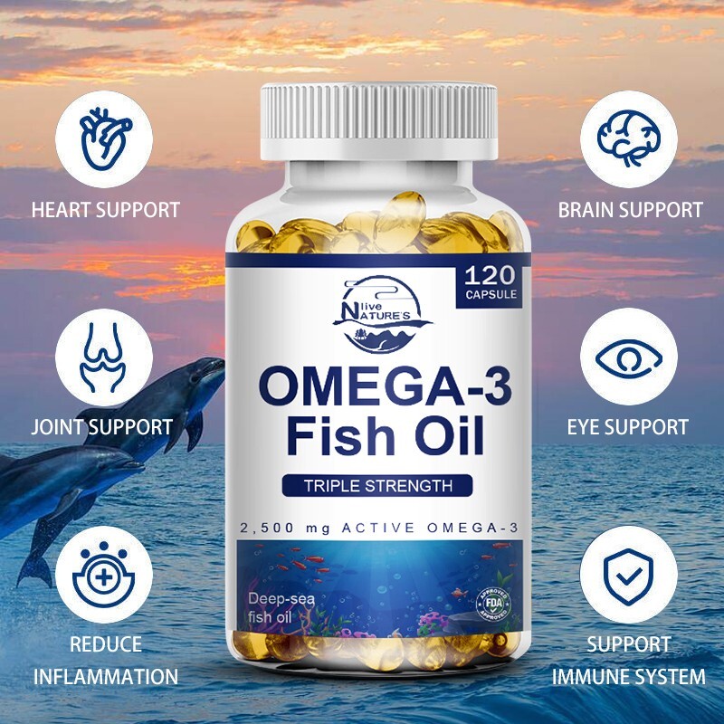 120 Pills Omega 3 Fish Oil Capsules 3x Strength 2500mg EPA & DHA Highest Potency