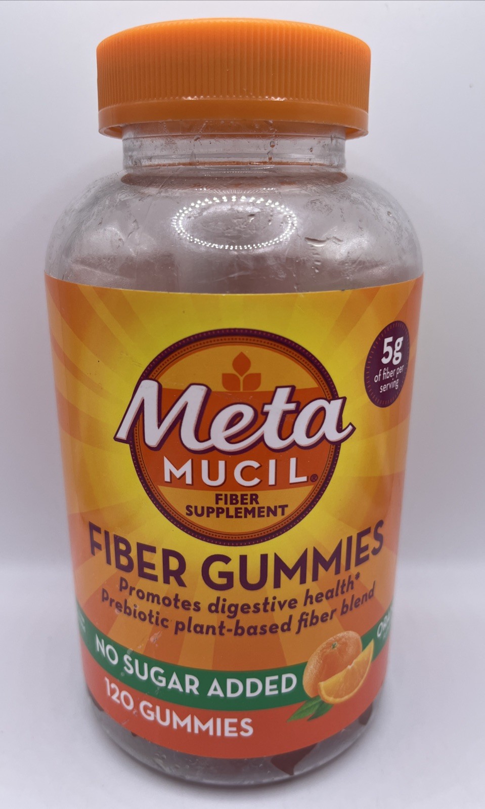 Metamucil Fiber Gummies for Adults, No Sugar Added Orange Flavor. EXP : 7/26