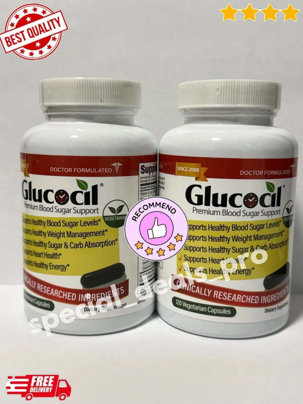 Glucocil Blood Sugar Support 2 Pack (120 Softgels Each) – 30 Day Supply – Sealed