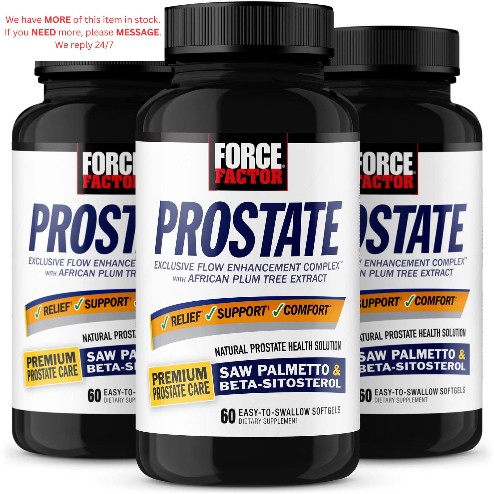 Force Factor Prostate, 3-Pack, Saw Palmetto and 60 Count (Pack of 3), White