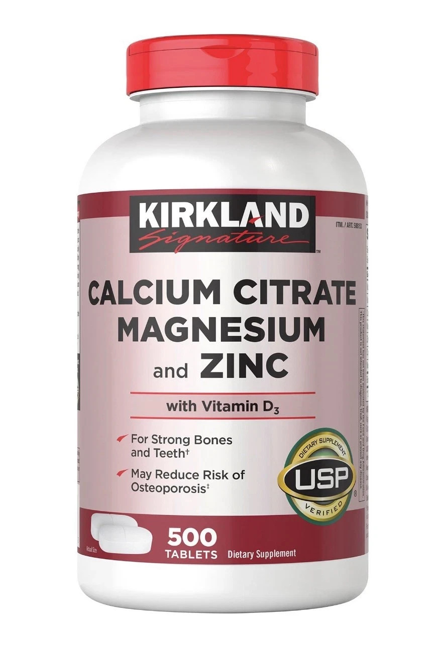 Kirkland Signature Calcium Citrate, Magnesium and Zinc, 500 Tablets