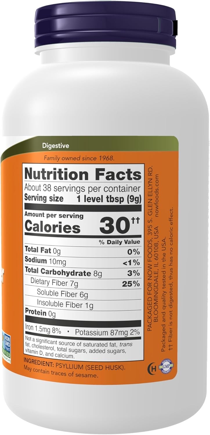 NOW Foods Supplements, Psyllium Husk Powder, Non-GMO Project Verified, Soluble