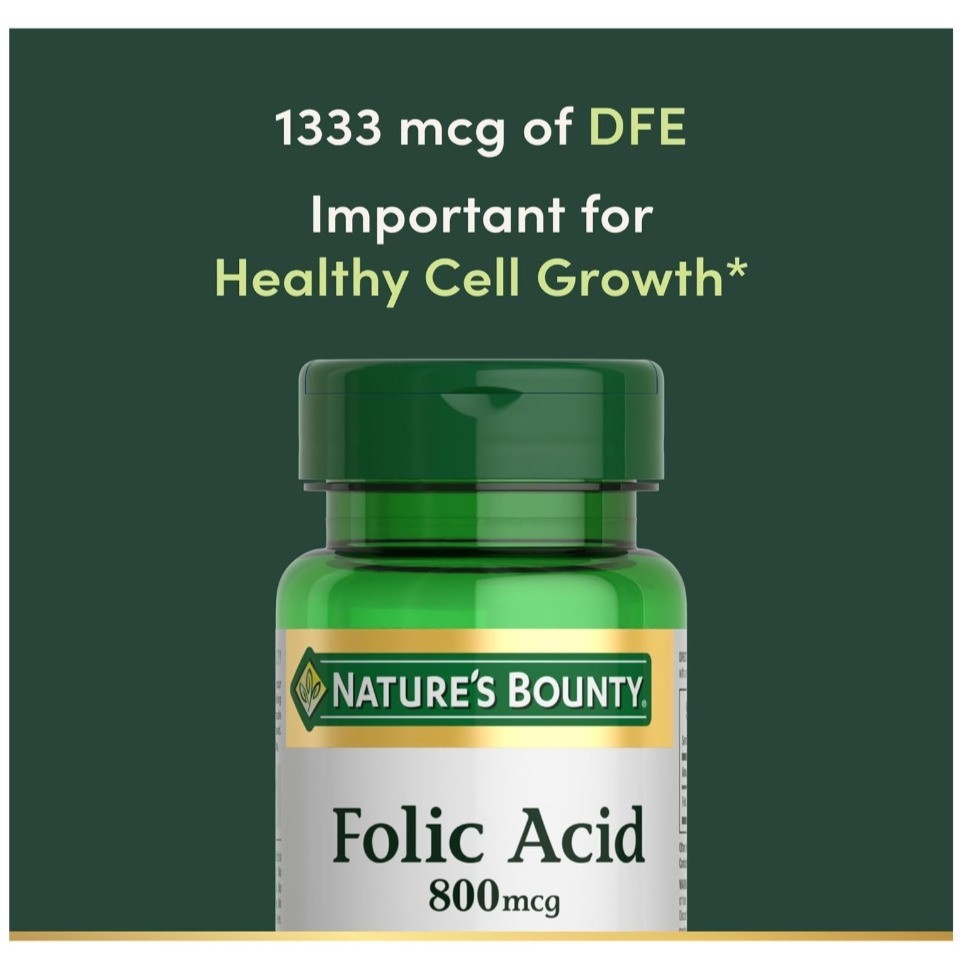 Nature’s Bounty Folic Acid 800mcg Prenatal Heart Health Vitamin 250 Tabs 1 Pack.