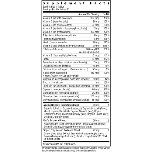 60 Count Non GMO Gluten Free Men’s Daily Vitamin Supplement 126g