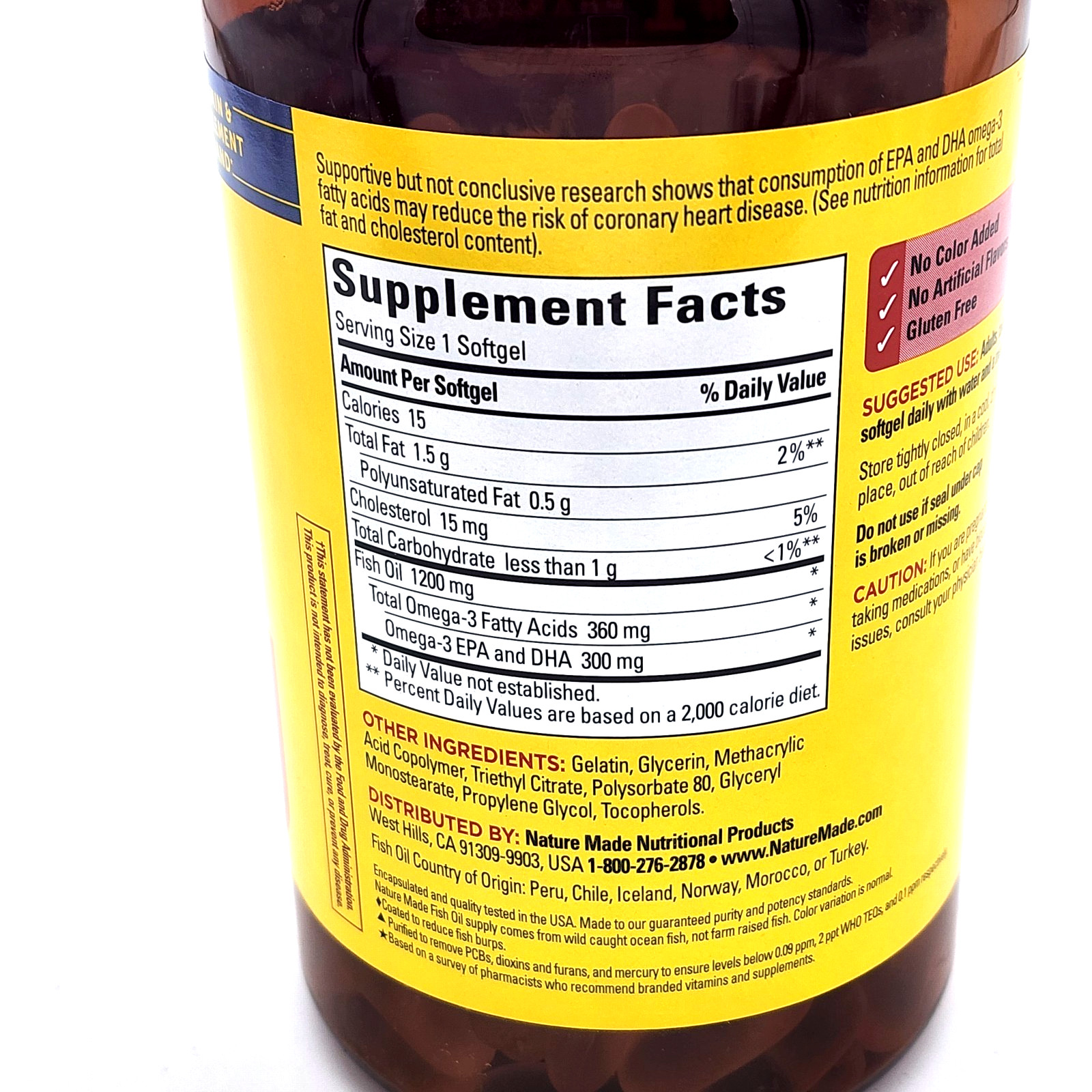 Nature Made Fish Oil 1,200 mg Burpless (240 Count) Exp 06/2028