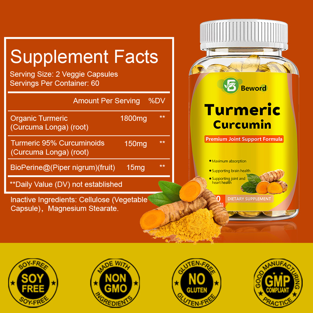 TURMERIC 95% CURCUMIN 1950mg EXTRACT TUMERIC BLACK PEPPER ANTIOXIDANT BEST.