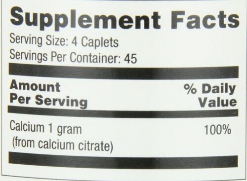 Optimum Calcium Citrate Dietary Supplement Caplets Supports Bone Health 180 Each