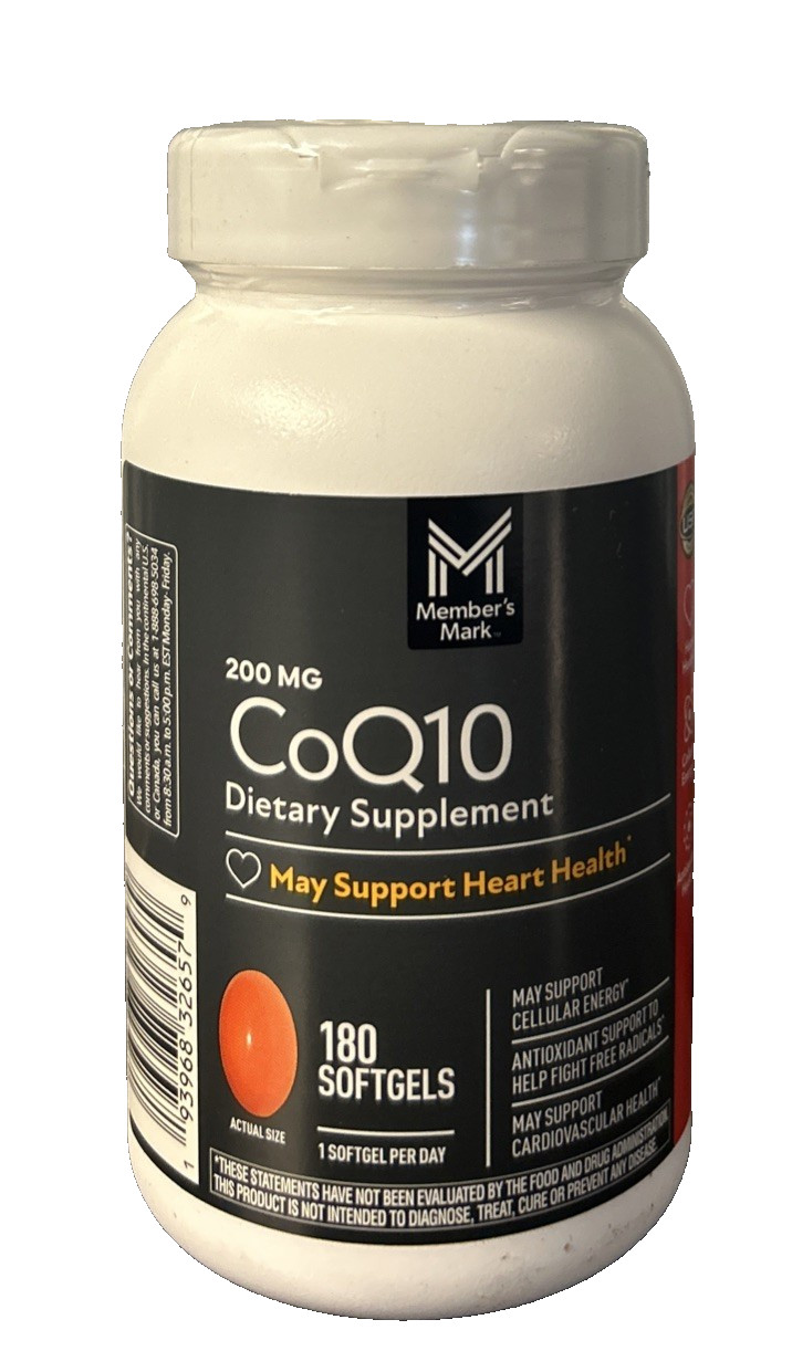 Member’s Mark CoQ10 Softgels 200 mg 180 Count EXP 03/2028