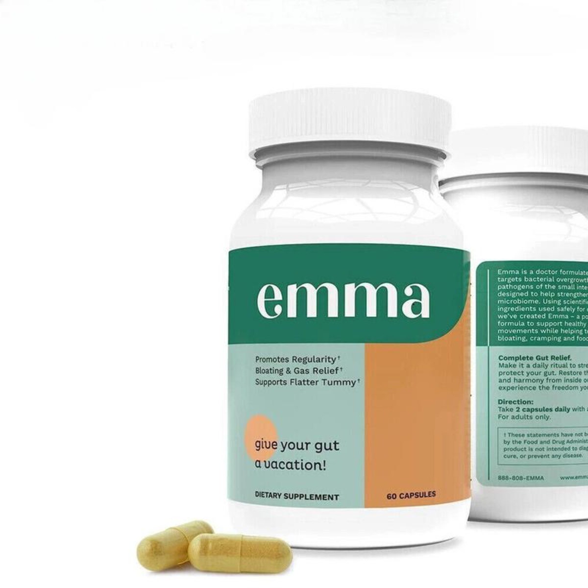 Emma Gut Health Supplement for Gas & Bloating Relief,Leaky Gut Repair,60 Capsule