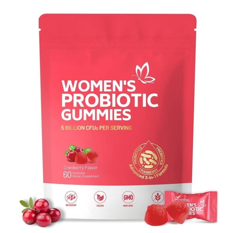 2PCS Vaginal Probiotic Health Gummies Women pH Balance Yeast Flora Cranberry