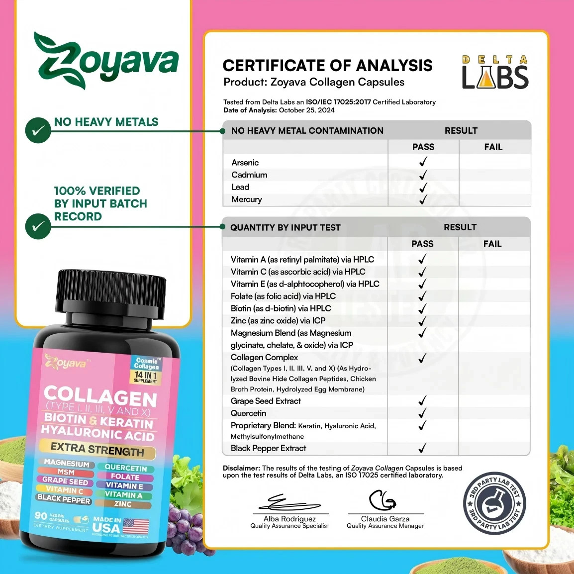 Collagen Peptides Type I II III V X – Biotin, Keratin, Hyaluronic Acid