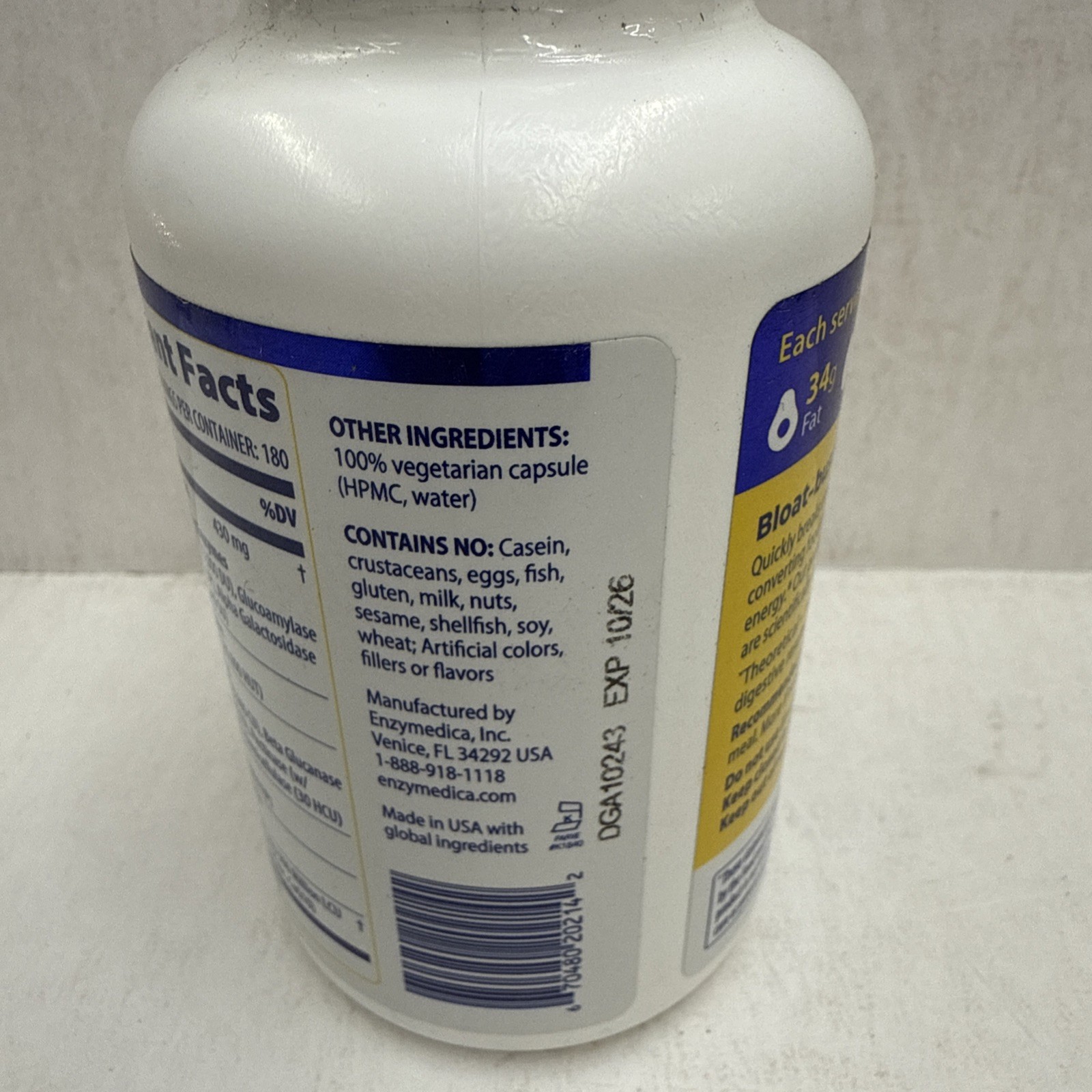 Enzymedica Digest Gold Maximum Strength W/ ATP Pro 180 Capsule Digestive Support