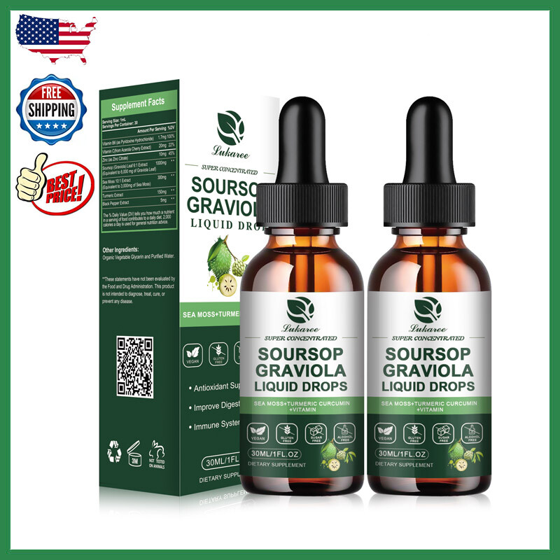 2X Soursop Graviola Liquid Drop for Cell Support & Regeneration, Immune Boost
