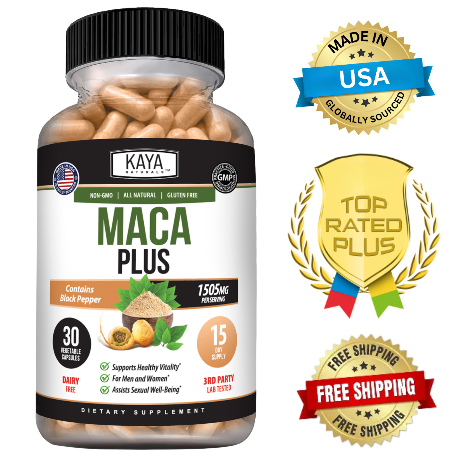 MACA Plus Supplement 30ct, Assist Sexual Well-being, Healthy Energy & Endurance