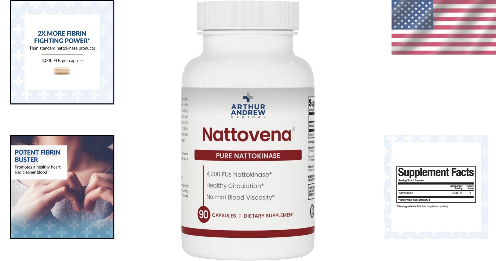 Nattovena Pure Nattokinase Supplement – Double Strength 4,000 FUs – 90 Capsules