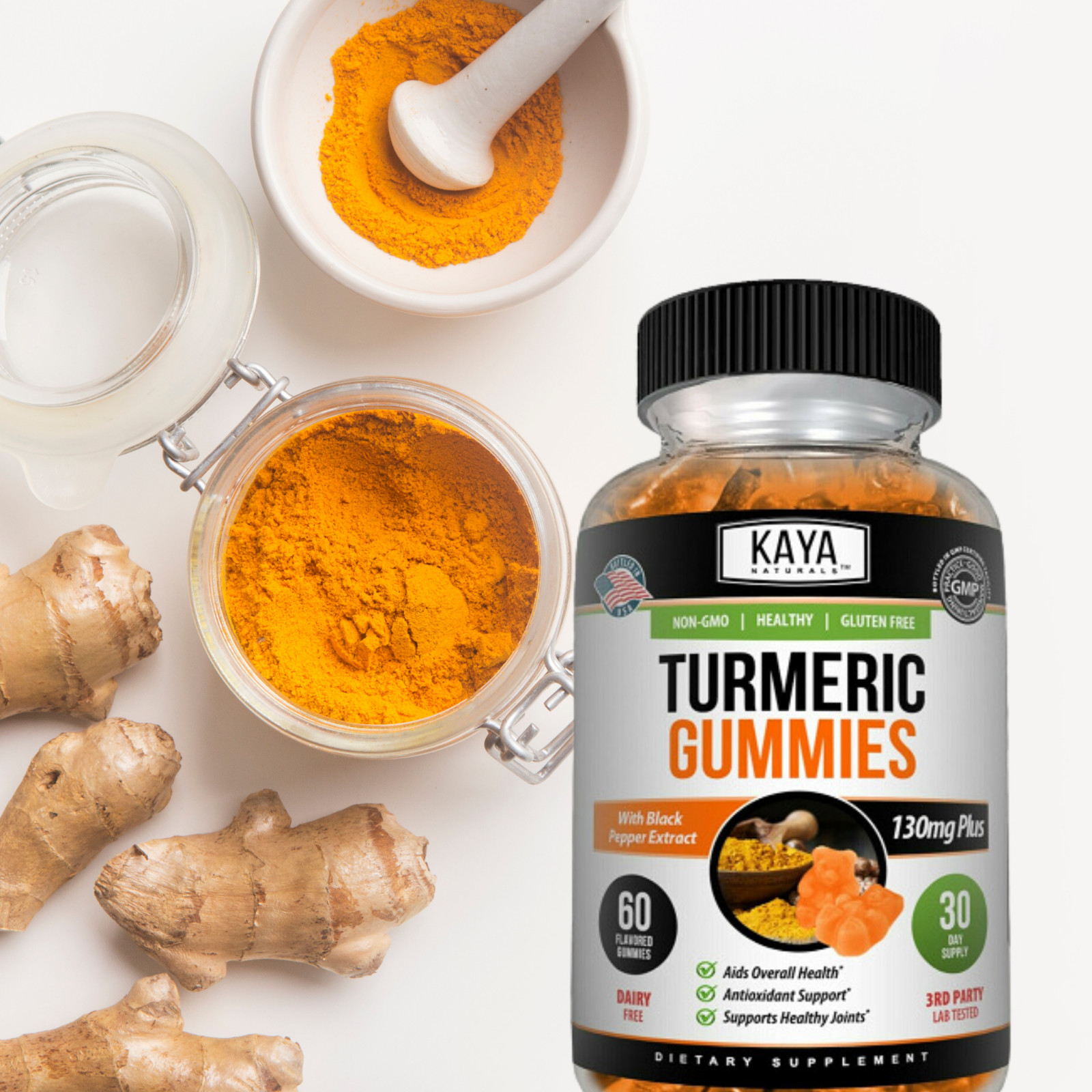 Turmeric Curcumin Black Pepper Gummies 60ct Joint Pain Inflammation Relief Gummy