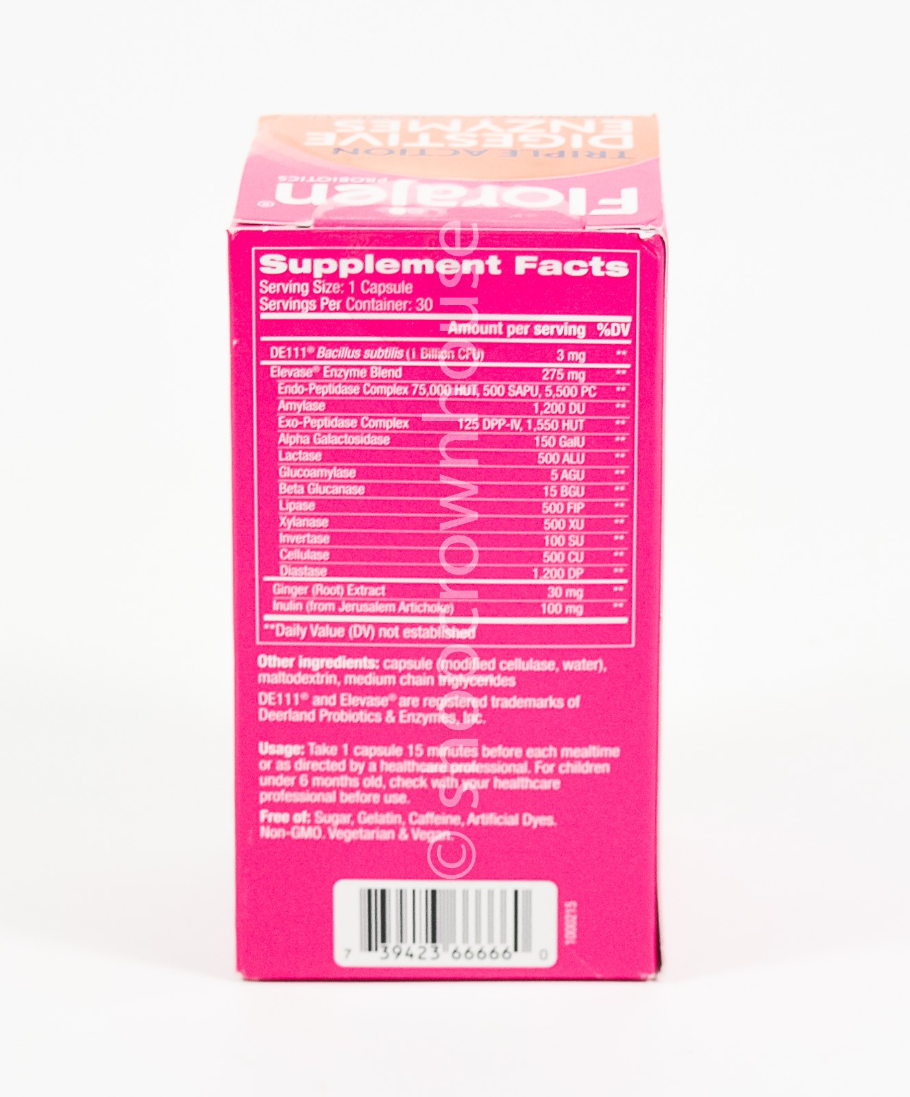 Florajen Triple Action DIGESTIVE ENZYMES +Prebiotic Probiotic 30 capsule 01/2027