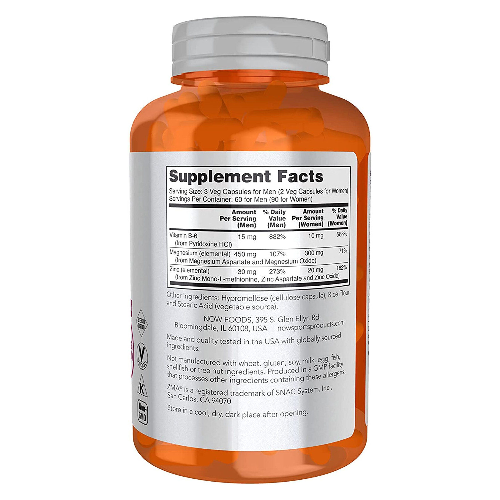 NOW FOODS ZMA – 180 Veg Capsules